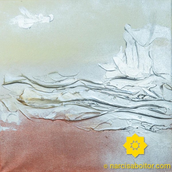 Abstract seascape, silver, copper