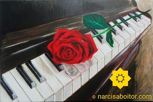 Piano with rose