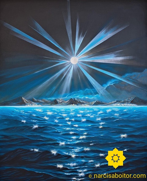 Moonbeams sparkling sea