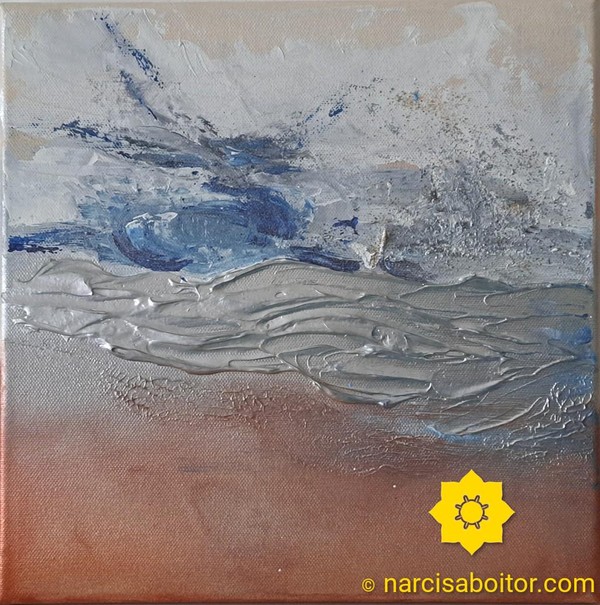 Abstract seascape, copper, silver, blue